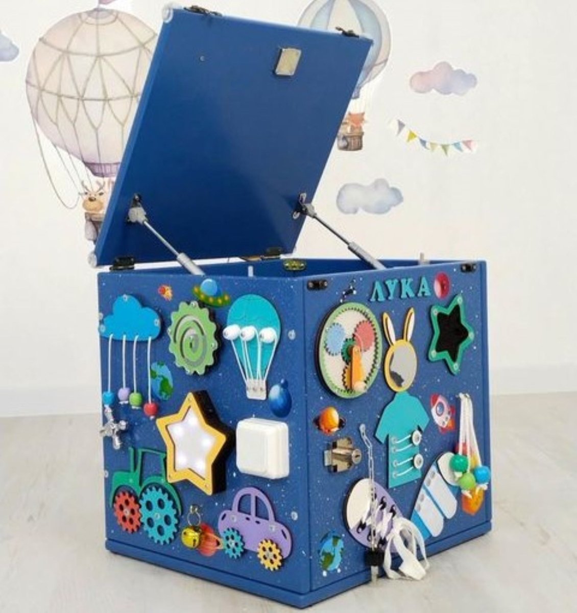 15.7" Activity Cube, Ages 1-5, Sensory Board Toy, Montessori playroom kids activities