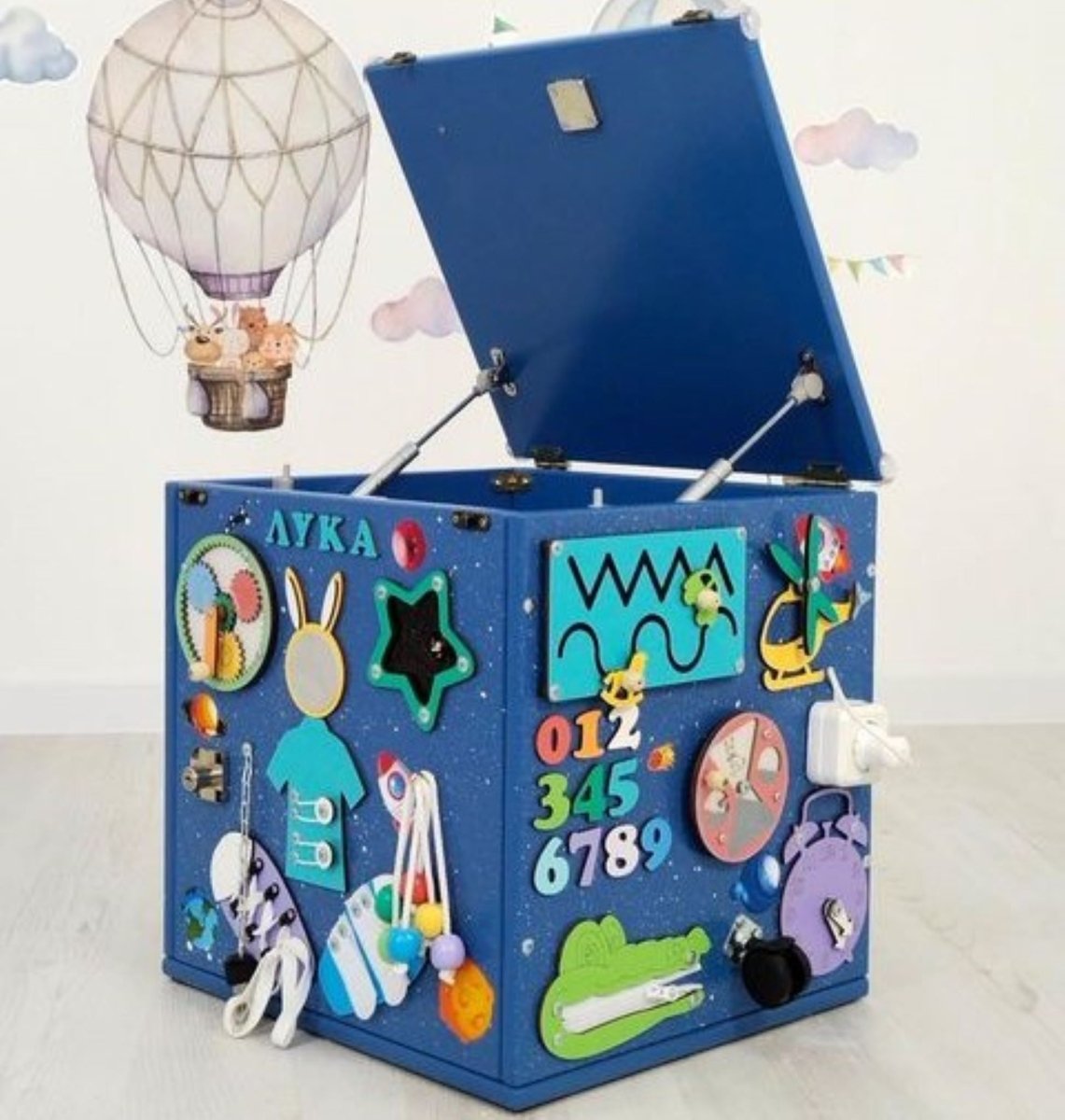 15.7" Activity Cube, Ages 1-5, Sensory Board Toy, Montessori playroom kids activities
