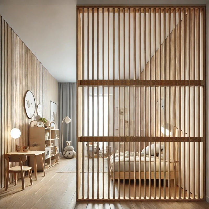 Premium solid wood room divider with vertical slats