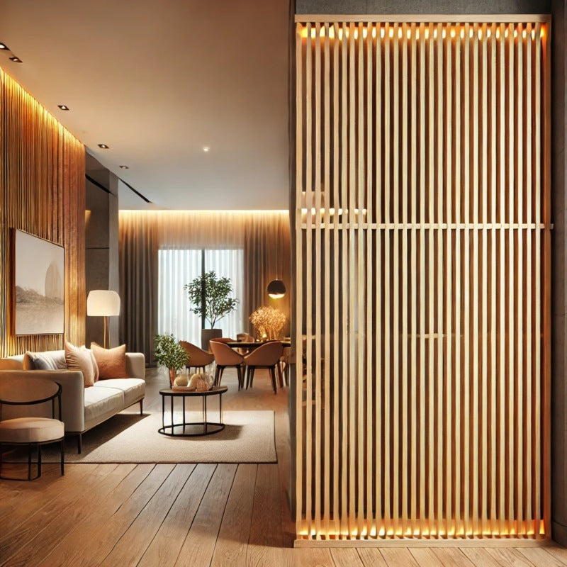 Adjustable wooden room divider for multi-functional spaces