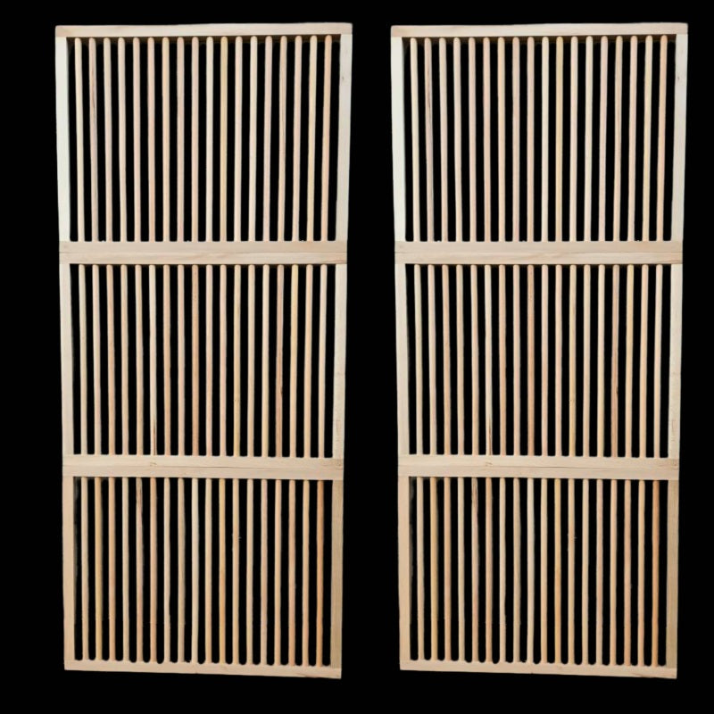 Natural wood partition panel for open-plan living space