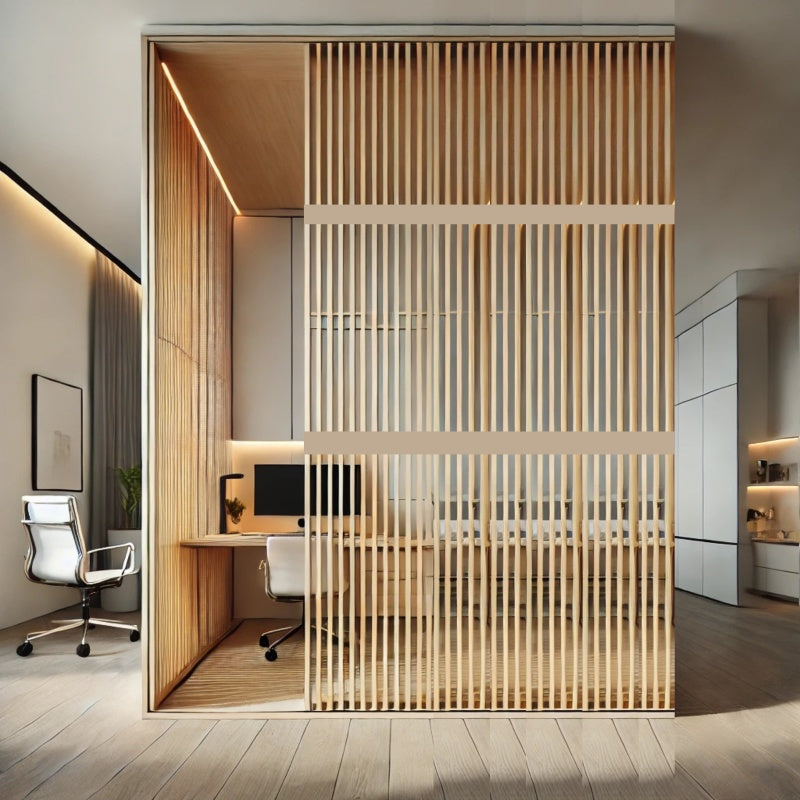 Modular wood panel room divider with elegant design