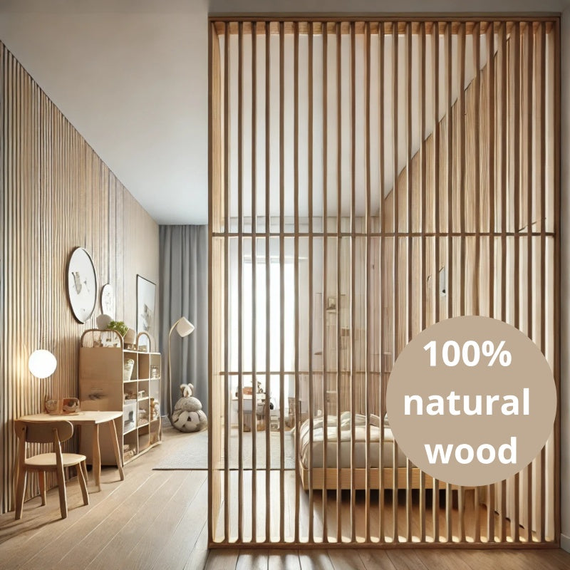 Tall wood room divider used as wall alternative