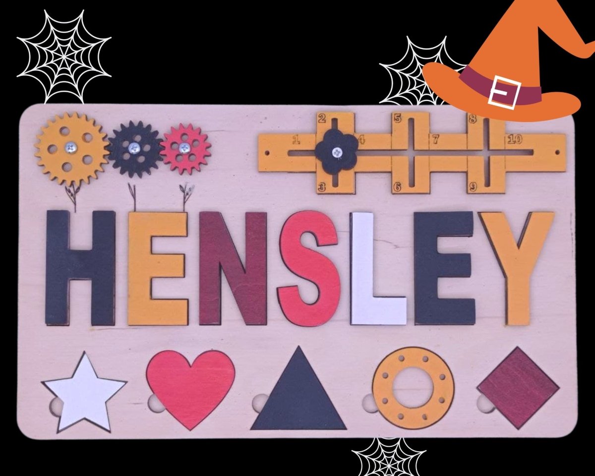 Baby first Halloween spirit gift idea, baby shower party, wooden kids personalized custom name puzzle, toddler boy girl