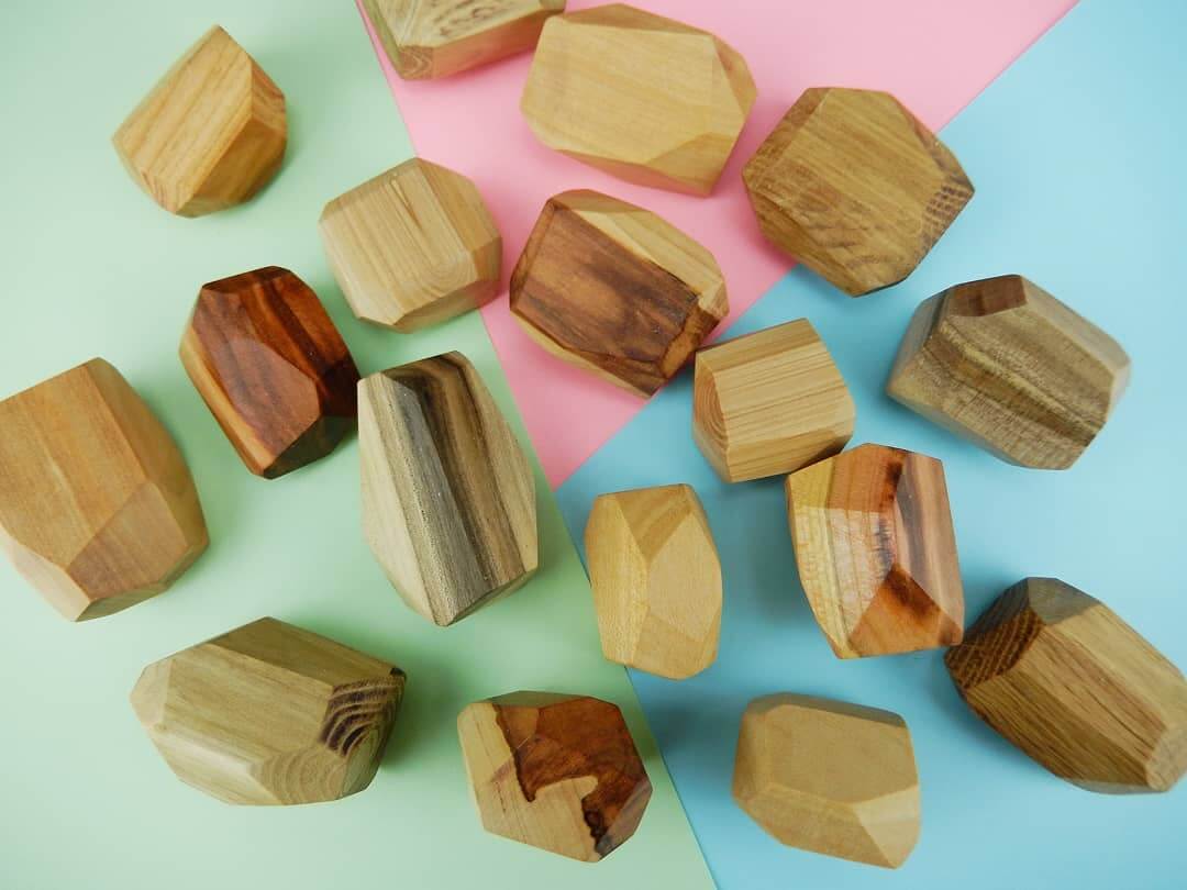 Baby Wooden Building Blocks Waldorf Toddler Sensory Games Montessori Natural Materials Learning Motor Skills Development Kid