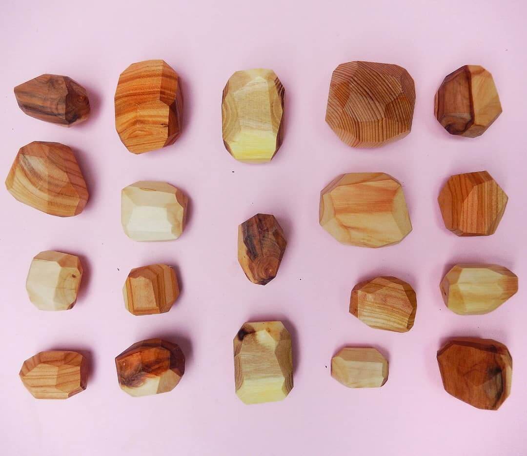 Baby Wooden Building Blocks Waldorf Toddler Sensory Games Montessori Natural Materials Learning Motor Skills Development Kid