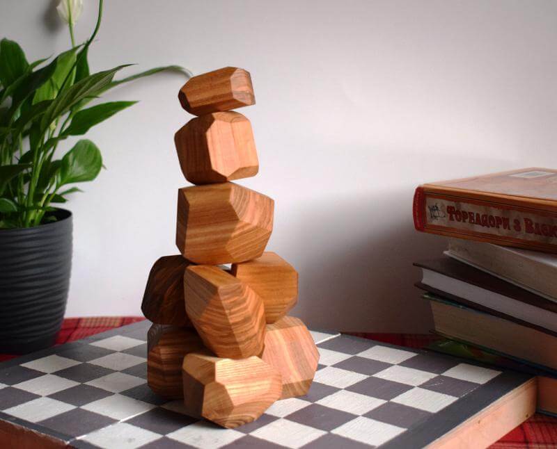 Baby Wooden Building Blocks Waldorf Toddler Sensory Games Montessori Natural Materials Learning Motor Skills Development Kid
