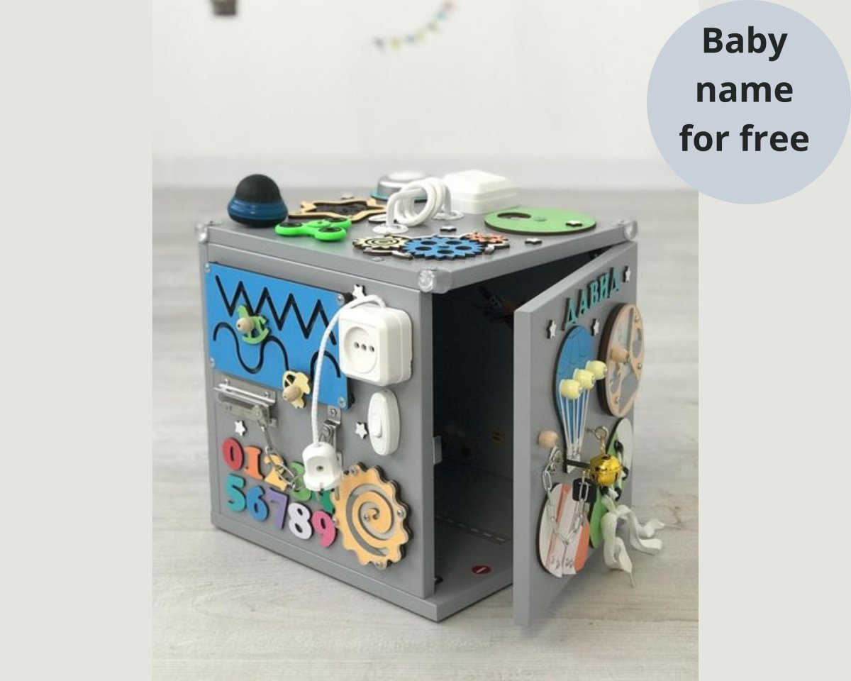 Busy cube Fidget spinner toy toddler board baby Montessori 1 2 3 year gift kids LED lights personalized sensory house toy