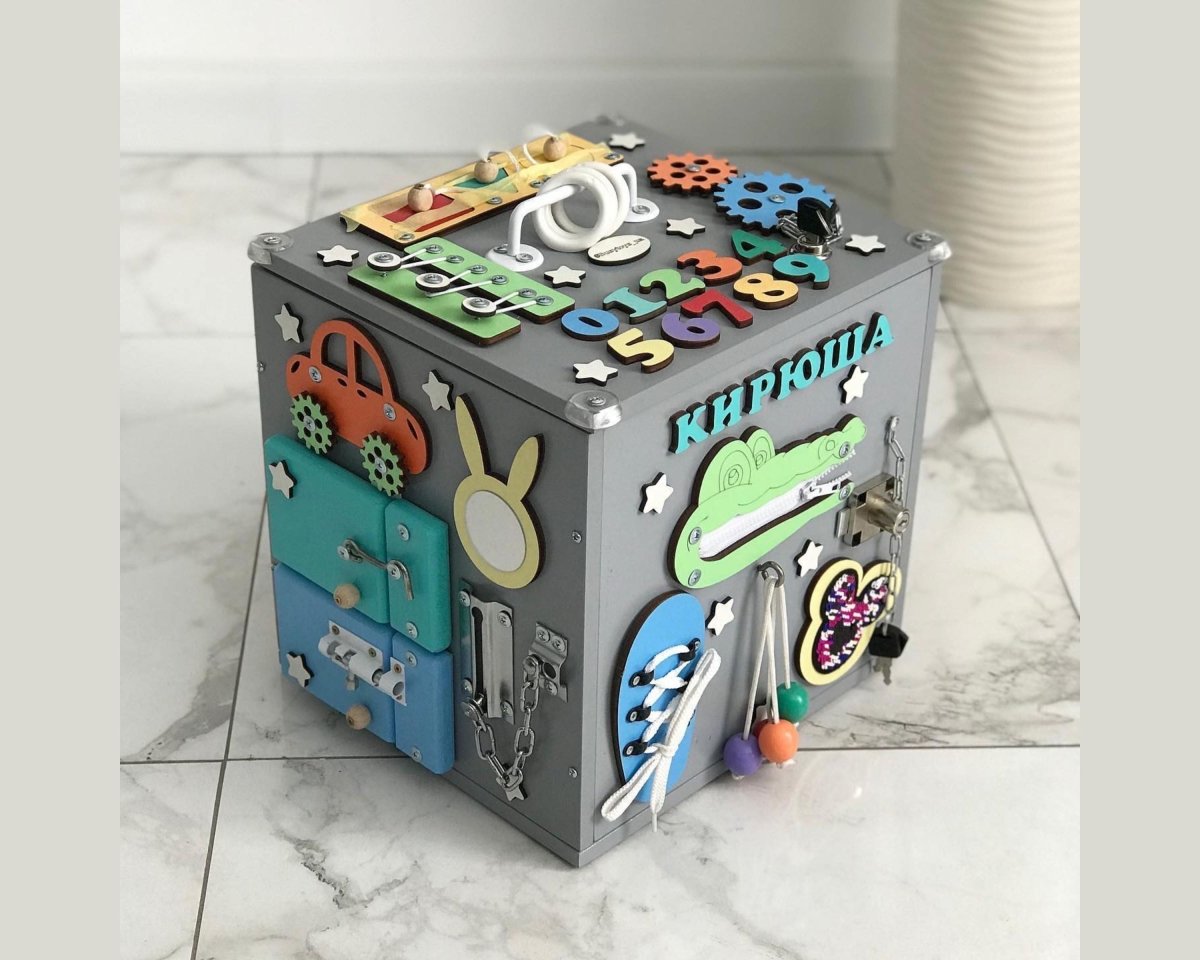 Busy cube Fidget spinner toy toddler board baby Montessori 1 2 3 year gift kids LED lights personalized sensory house toy