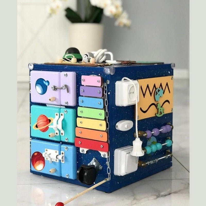 Busy cube Fidget spinner toy toddler board baby Montessori 1 2 3 year gift kids LED lights personalized sensory house toy