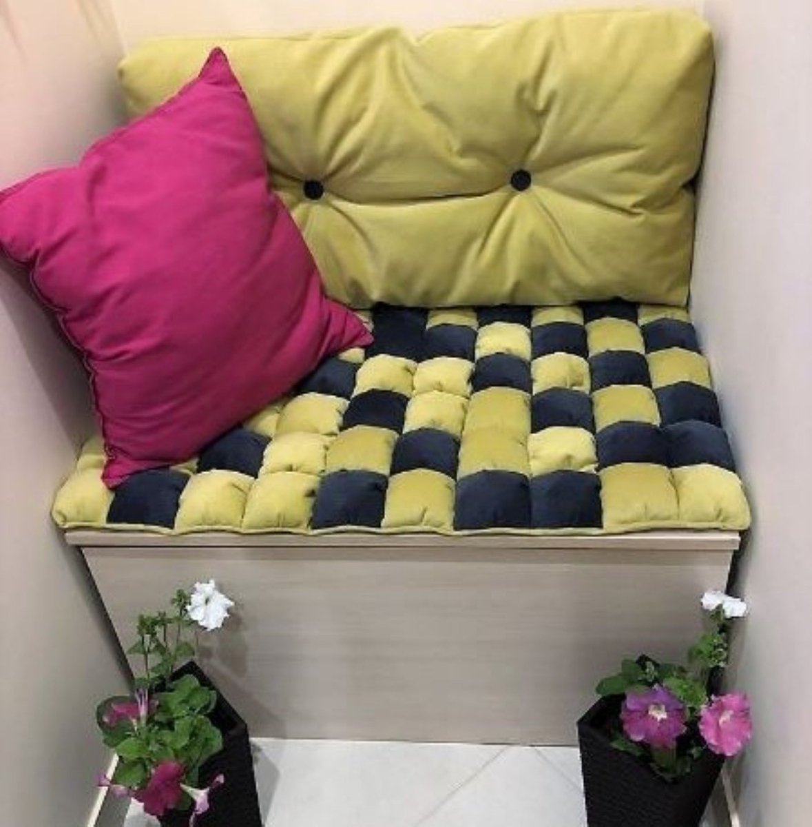Cushion for shoes entryway bench with organize storage, custom small cabinet, changing seat