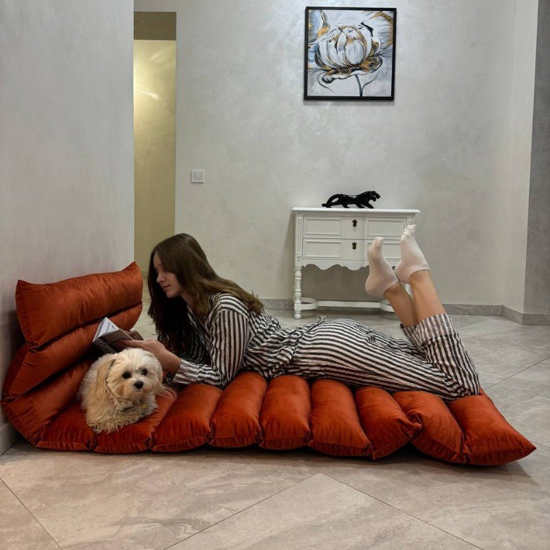 Custom-sized window seat cushion with washable cover