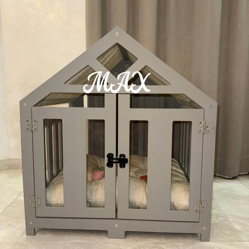 Wooden dog bed with soft cushion for small breeds