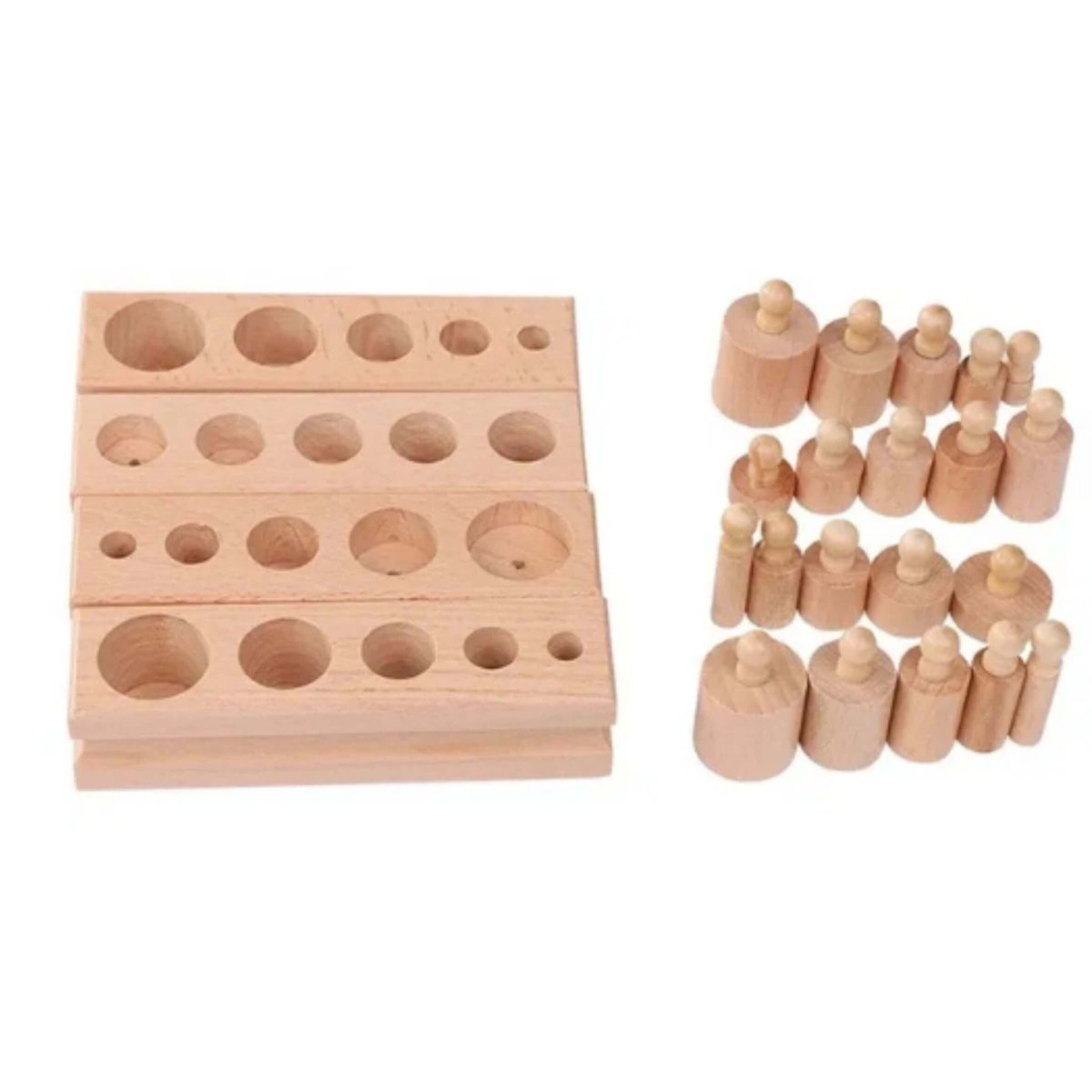 Educational Baby Stacking Blocks Wooden Montessori Cylinders Best Sensory Toddler Toy Learning Gifts for Girls Boys Rainbow