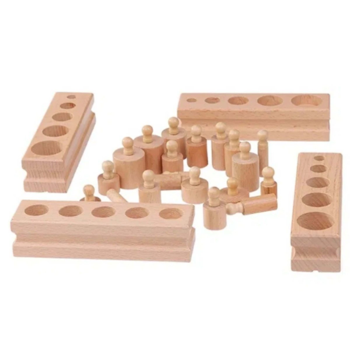 Educational Baby Stacking Blocks Wooden Montessori Cylinders Best Sensory Toddler Toy Learning Gifts for Girls Boys Rainbow