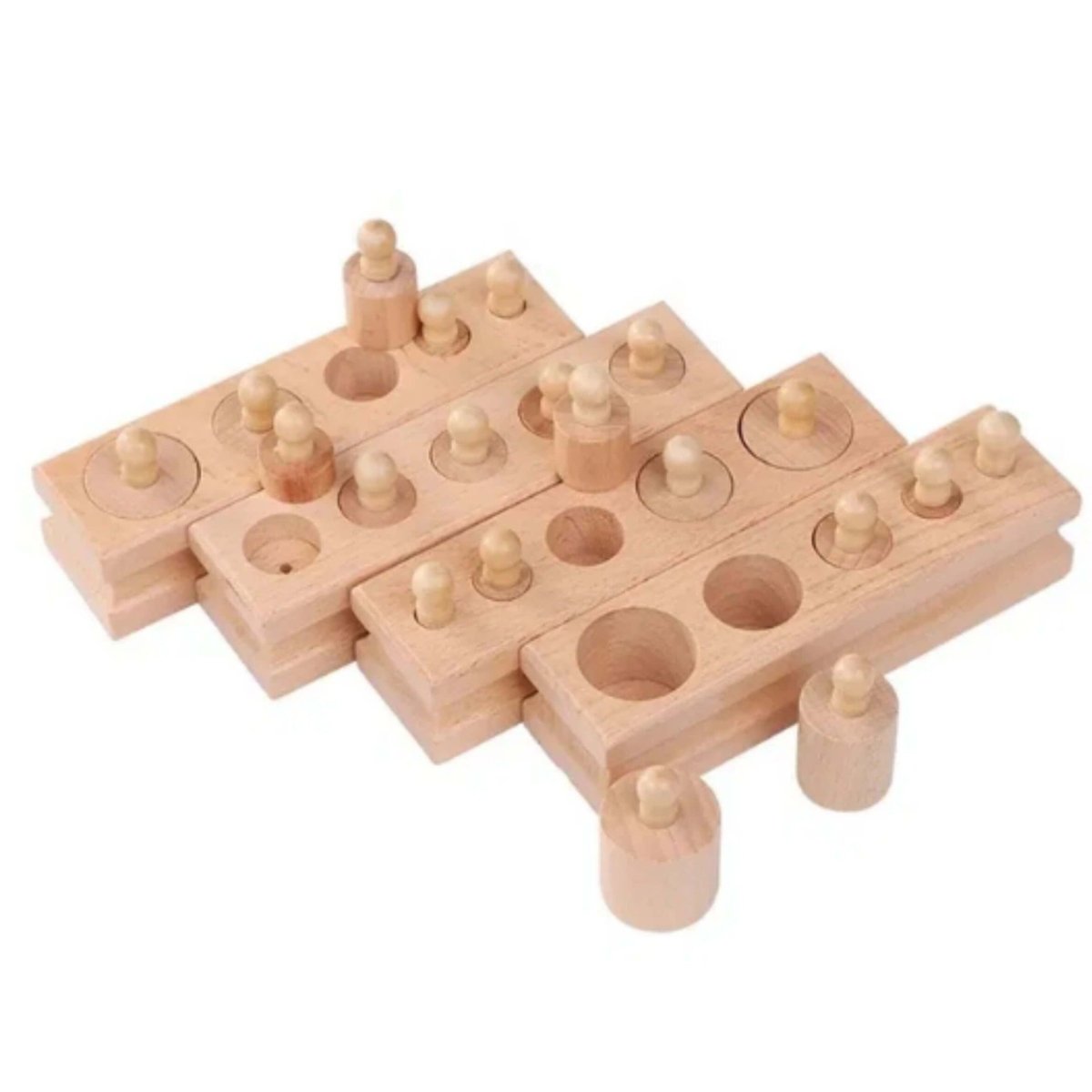 Educational Baby Stacking Blocks Wooden Montessori Cylinders Best Sensory Toddler Toy Learning Gifts for Girls Boys Rainbow