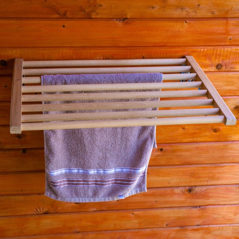 Natural wood laundry rack with foldable arms