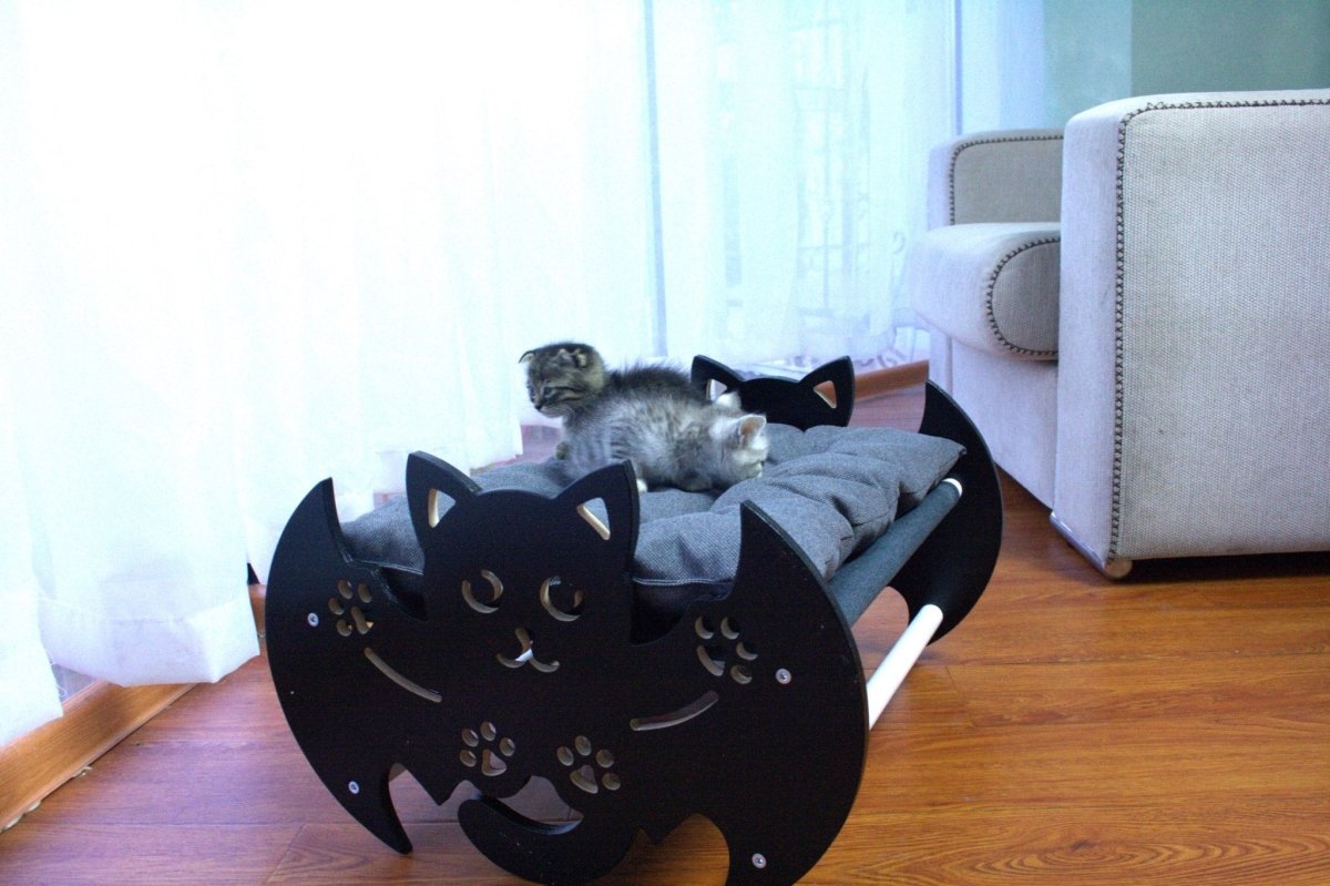 Modern Cute Wood Pet Furniture Dog Bed Hammock Stand Unique Cat Lover Gift Large Small Animals Sofa Black White Gray Beige