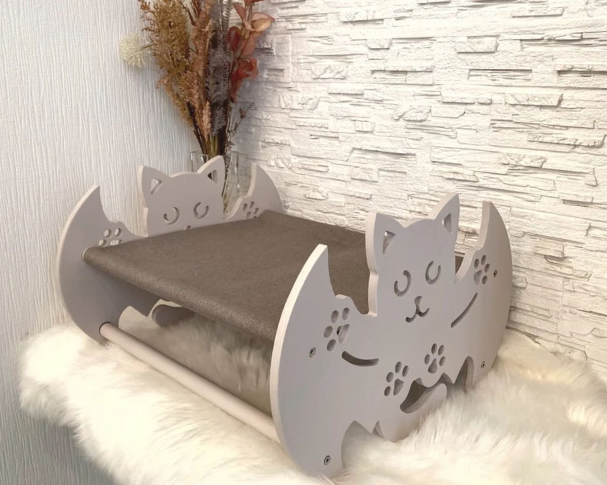 Modern Cute Wood Pet Furniture Dog Bed Hammock Stand Unique Cat Lover Gift Large Small Animals Sofa Black White Gray Beige
