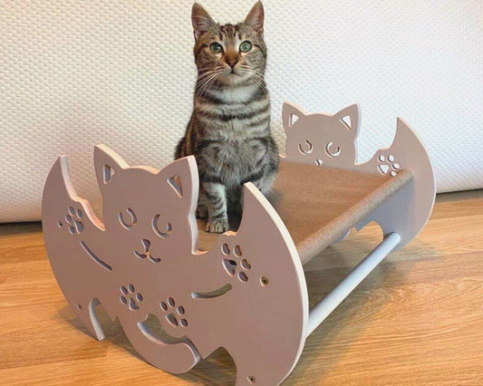 Modern Cute Wood Pet Furniture Dog Bed Hammock Stand Unique Cat Lover Gift Large Small Animals Sofa Black White Gray Beige