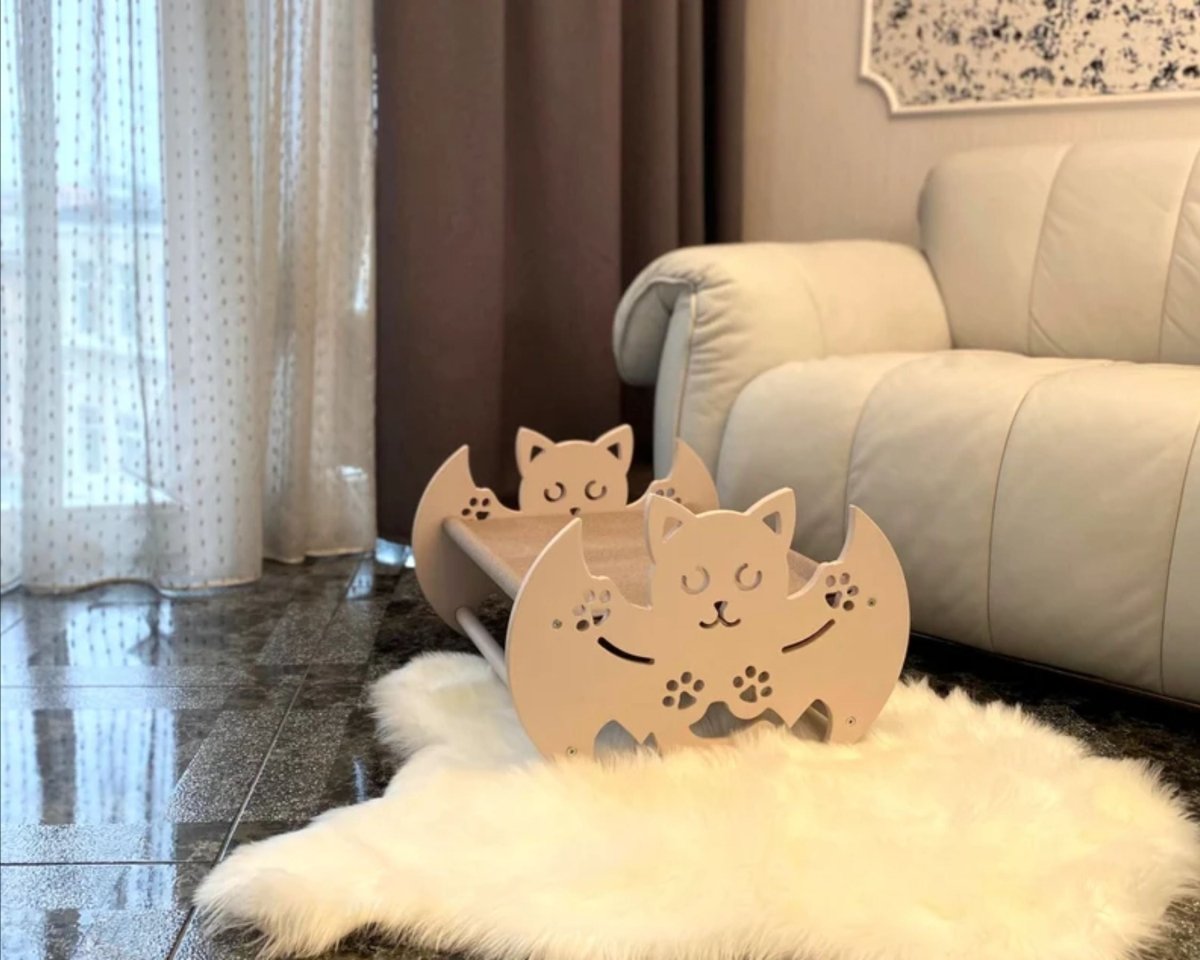 Modern Cute Wood Pet Furniture Dog Bed Hammock Stand Unique Cat Lover Gift Large Small Animals Sofa Black White Gray Beige