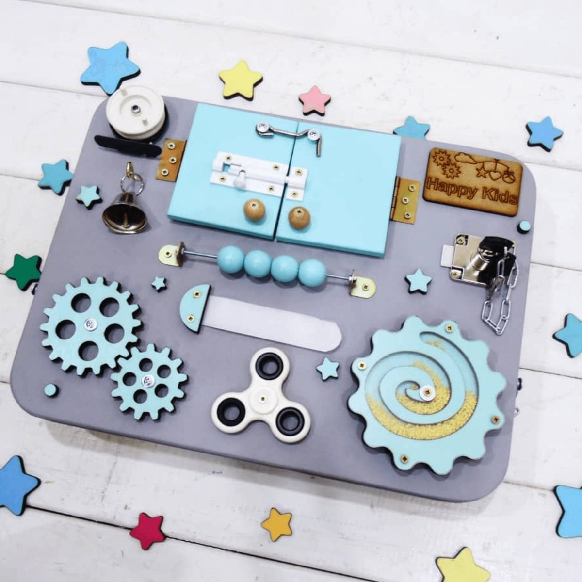 Montessori Board 11.8"x15.8" for Baby Gifts, Wooden Activity Sensory Toy for Toddlers, Children's Nursery Playroom