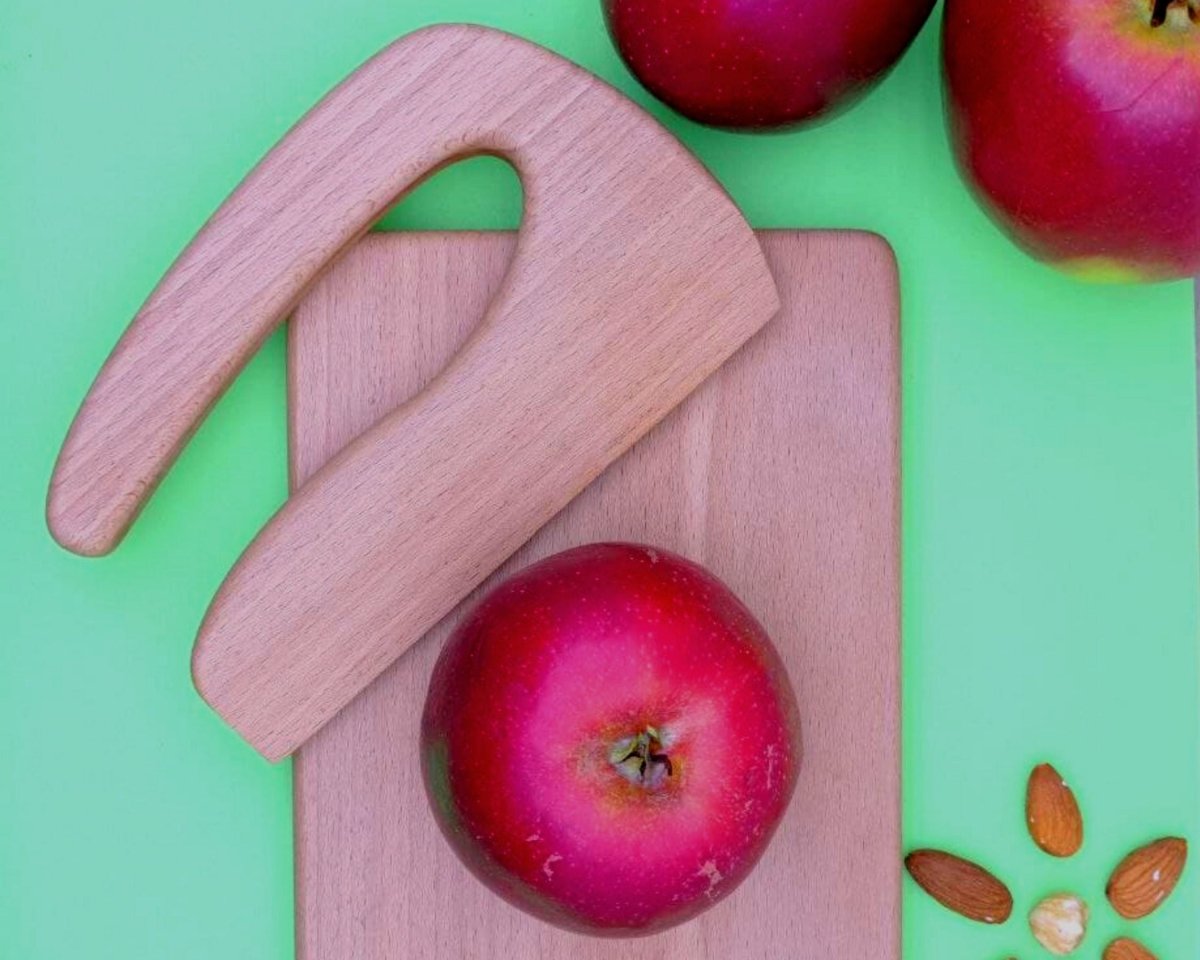 Montessori Inspired Kids Kitchen Set Wooden Safe Knife Cutting Board for Little Toddler Chefs for Cooking with Step Stool