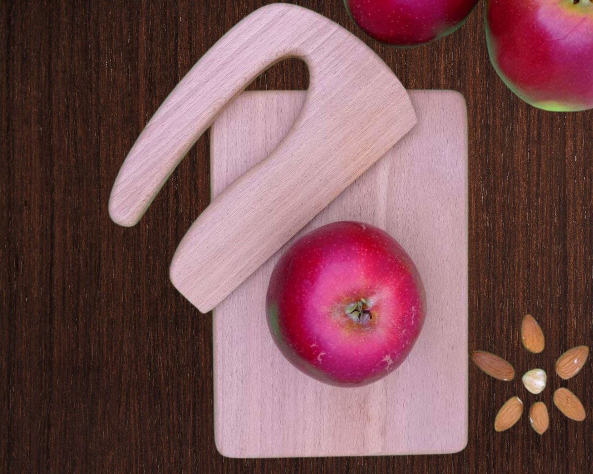 Montessori Inspired Kids Kitchen Set Wooden Safe Knife Cutting Board for Little Toddler Chefs for Cooking with Step Stool