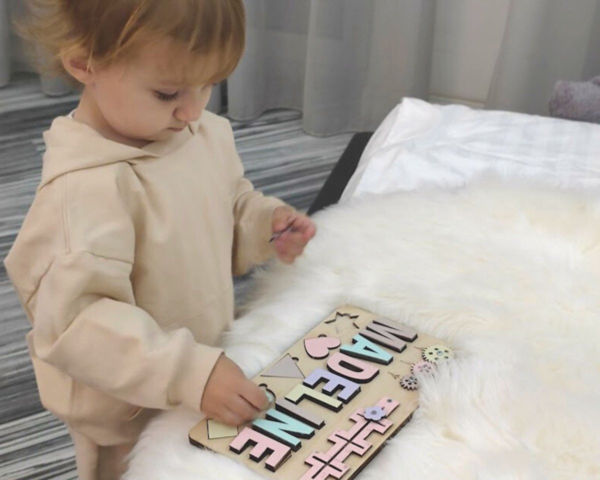 Personalized Baby Girl Name Puzzle Unique Gift Boys Ages 1 3 Wooden Montessori Nursery Toddler Toy Travel Kids Busy Board