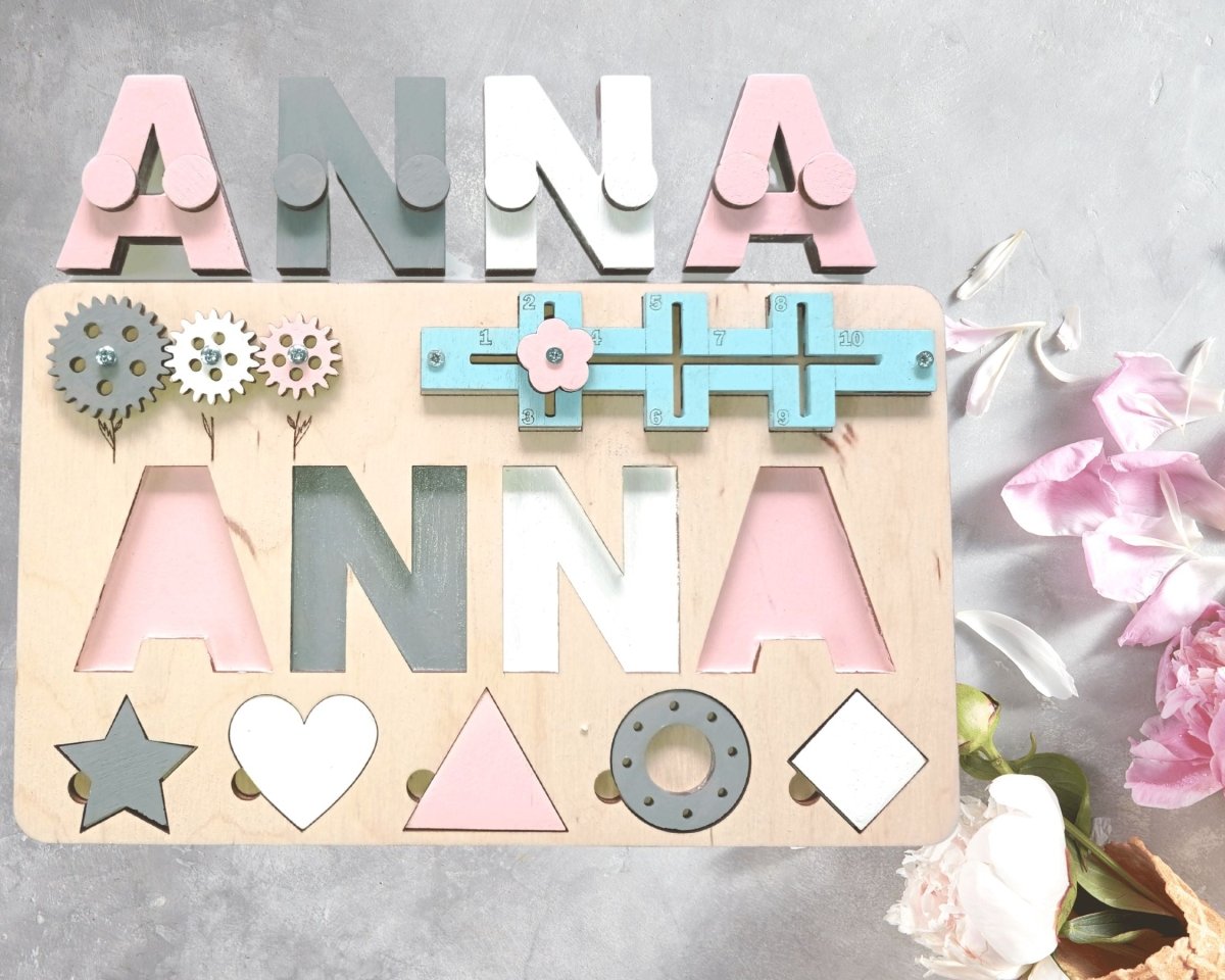 Personalized Baby Girl Name Puzzle Unique Gift Boys Ages 1 3 Wooden Montessori Nursery Toddler Toy Travel Kids Busy Board