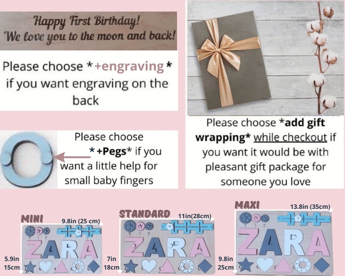 Personalized Baby Girl Name Puzzle Unique Gift Boys Ages 1 3 Wooden Montessori Nursery Toddler Toy Travel Kids Busy Board