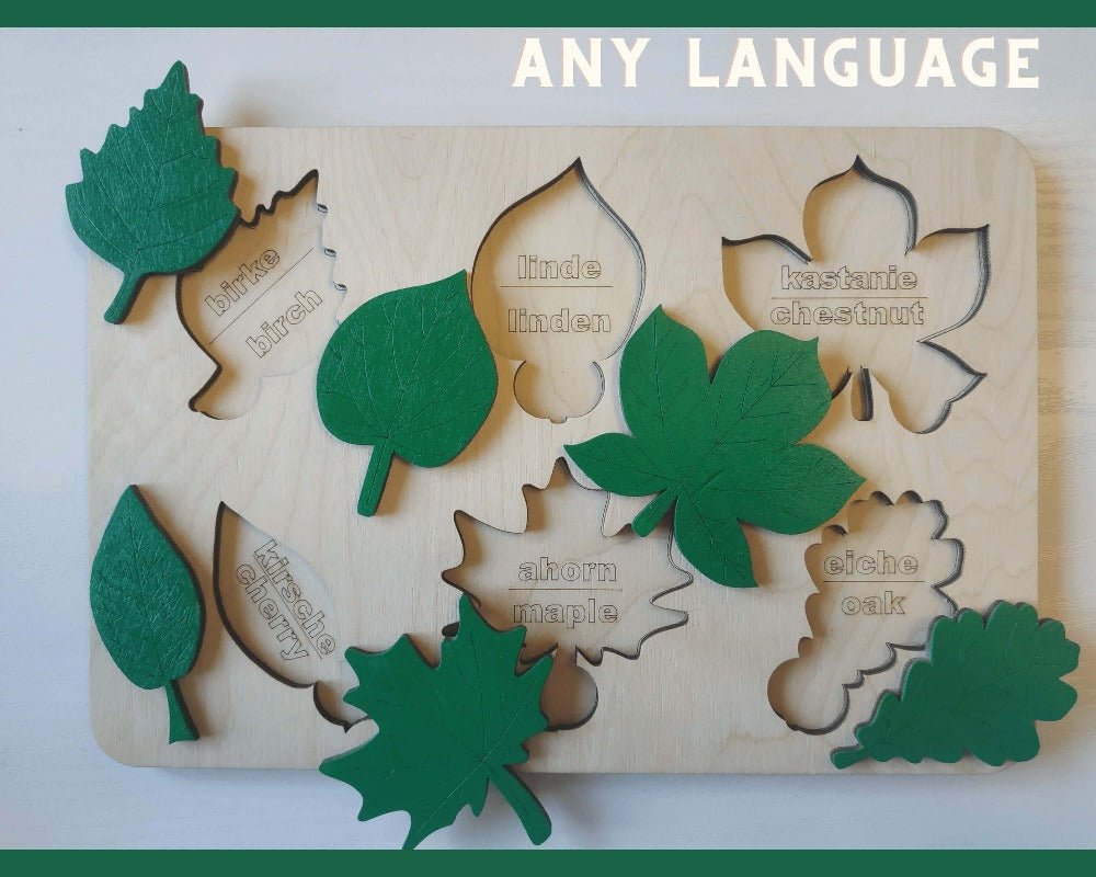 Personalized Montessori Baby Toy Leave Wooden Name Puzzle Girls Boys Ages 1 3 Educational Gifts Kids Green Nursery Decor