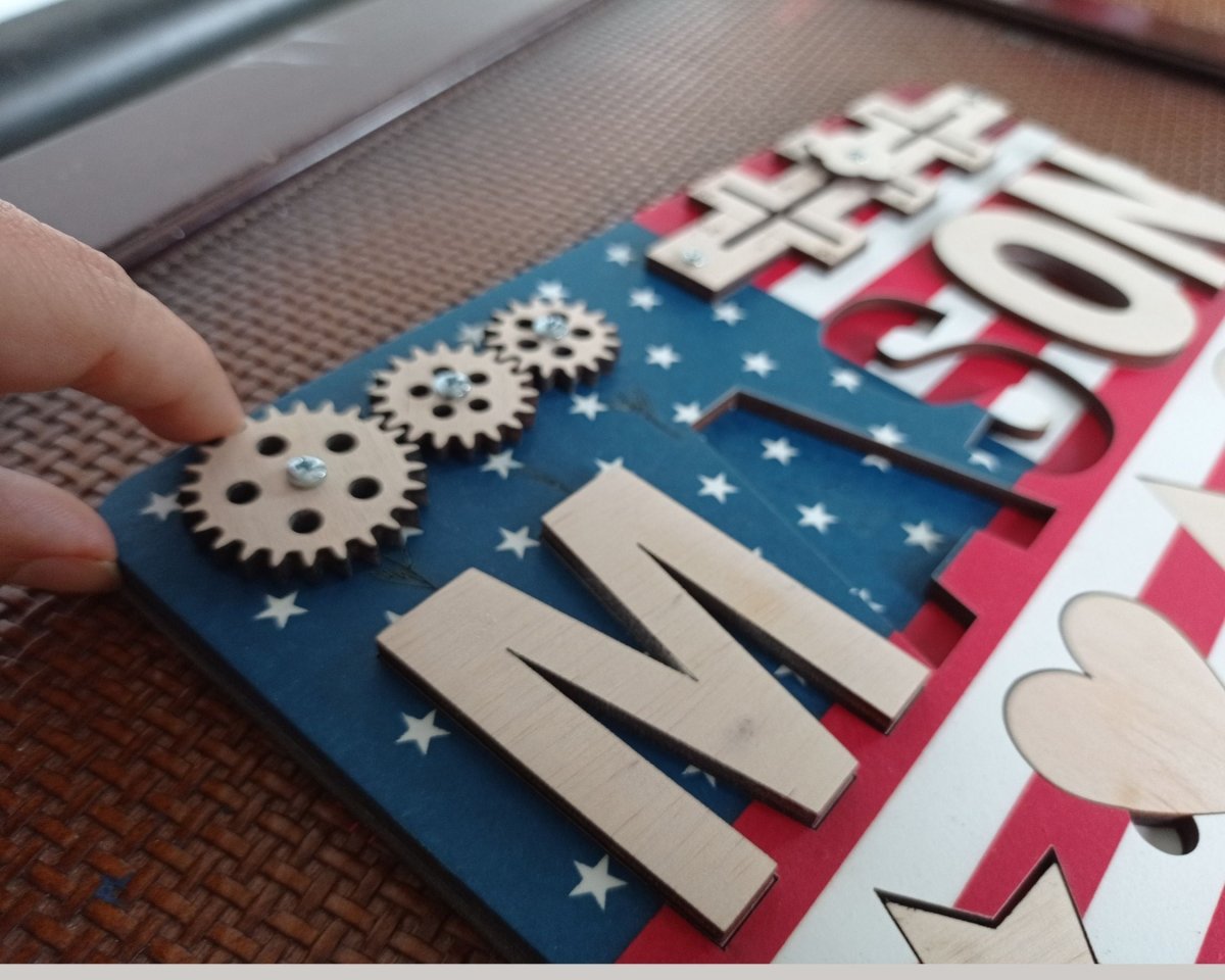 Personalized USA Flag Busy Board and Baby Name Puzzle Unique American Birthday Gift Girl Boys Ages 1 3 Red White Blue