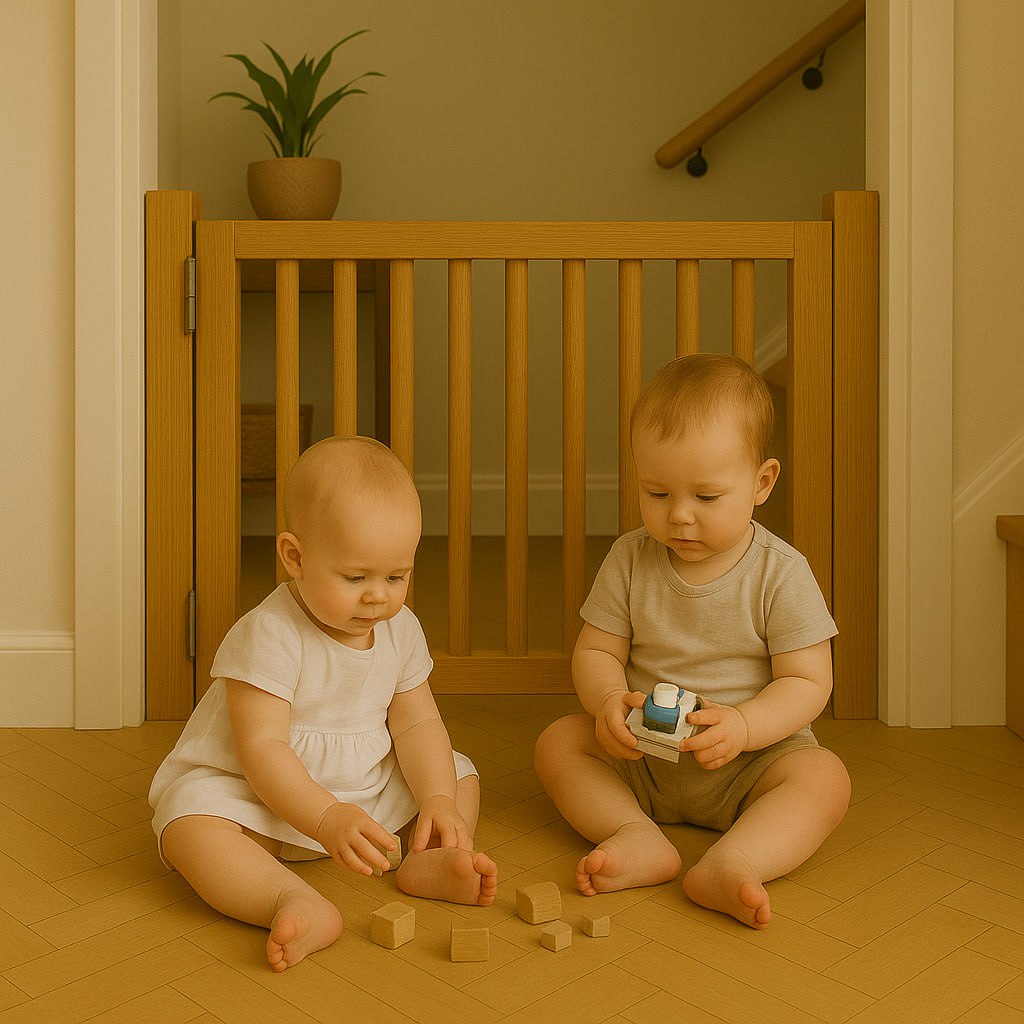 Adjustable Wooden Baby Gate Pet Stair Divider
