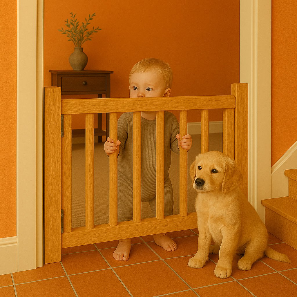 Adjustable Wooden Baby Gate Pet Stair Divider