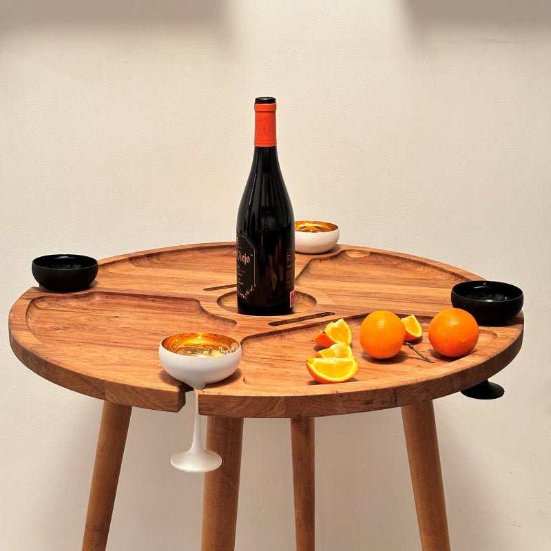 Portable wine table Outdoor Patio Furniture Folding Wood Bar-Side Serving High Table The Perfect Handmade Gift Wine Lovers