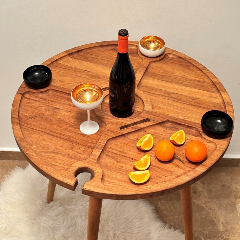 Portable wine table Outdoor Patio Furniture Folding Wood Bar-Side Serving High Table The Perfect Handmade Gift Wine Lovers