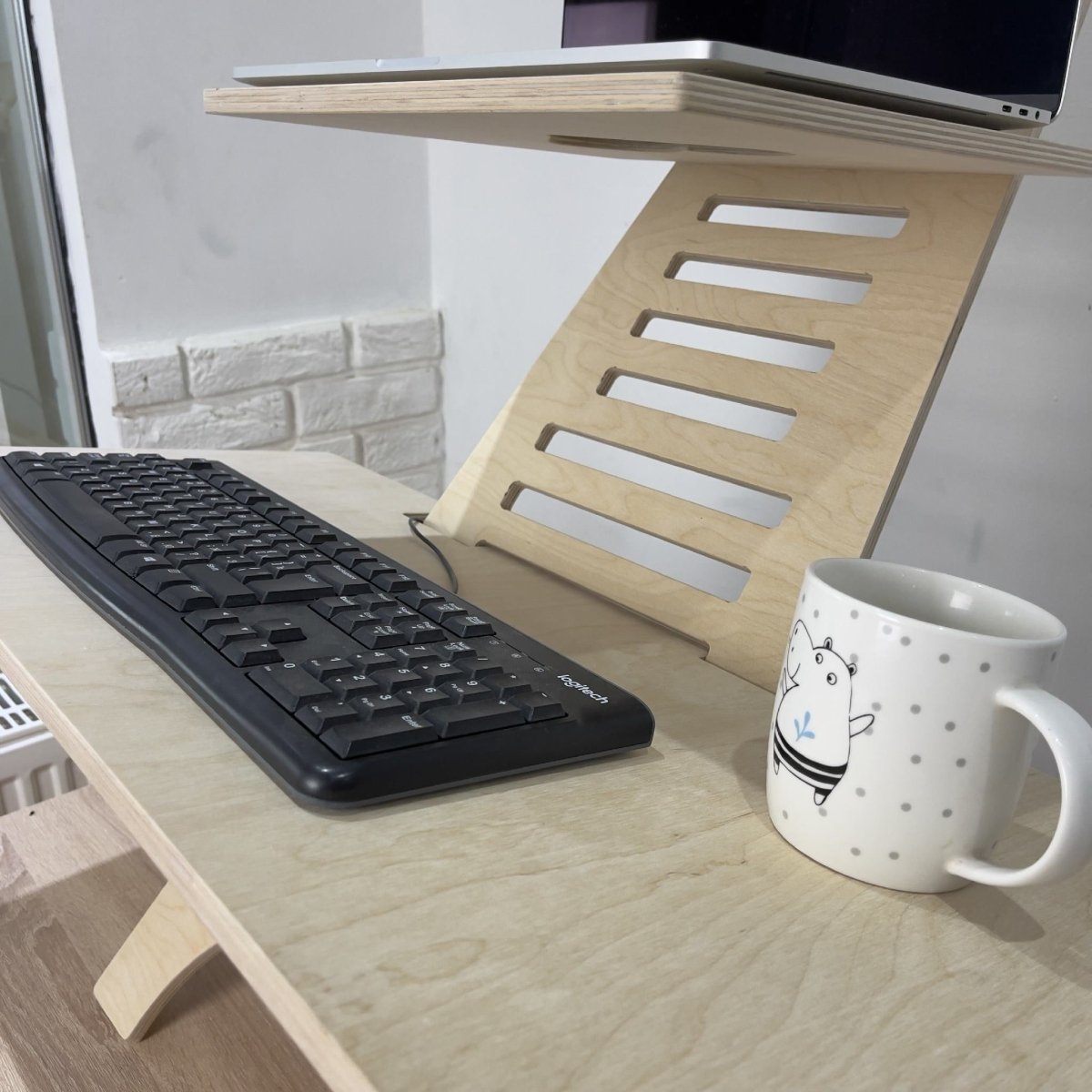 Standing height adjustable desk converter sit stand up office compute riser dual monitor laptop keyboard small White Gray