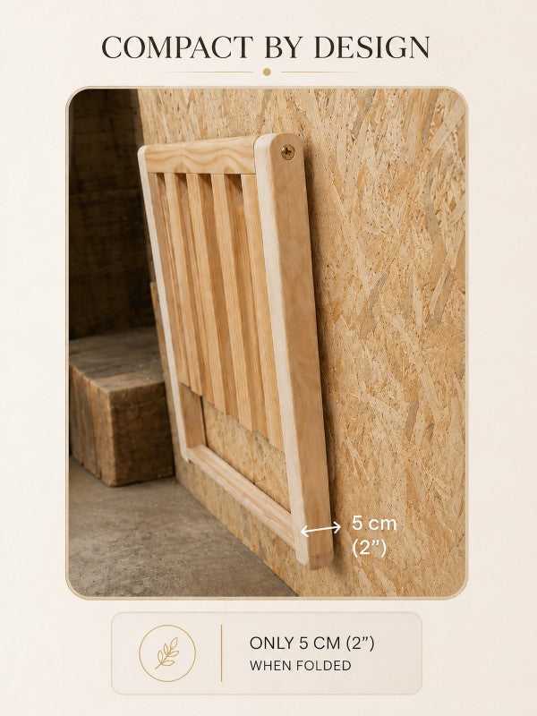 Wall Mounted Folding Chair for Entryway – Wooden Space Saving Seat