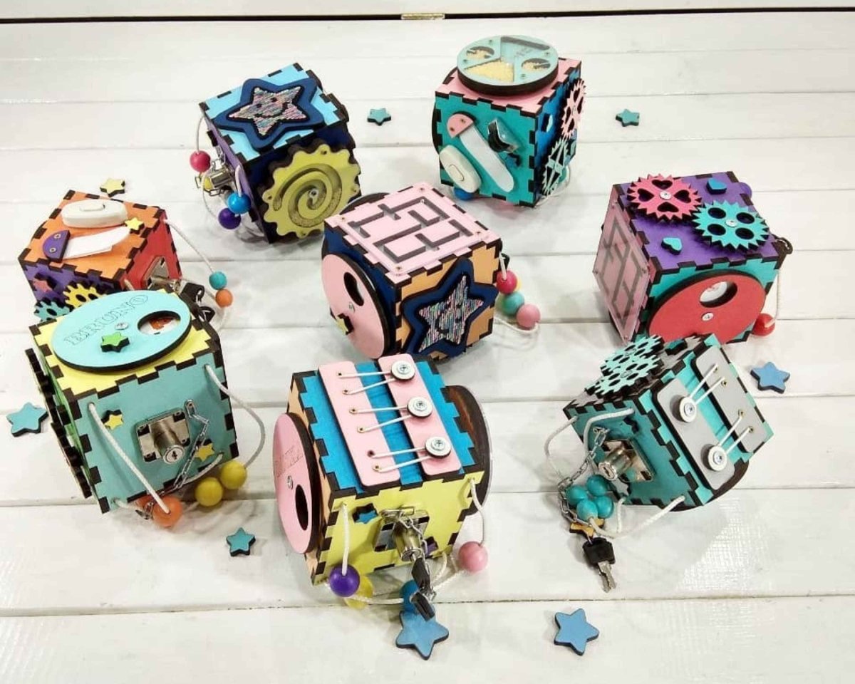 Toddler Busy cube Baby Montessori board gift Ages 1 3 Kids personalized sensory fidget toy Gray Pink Blue Mint Green Rainbow