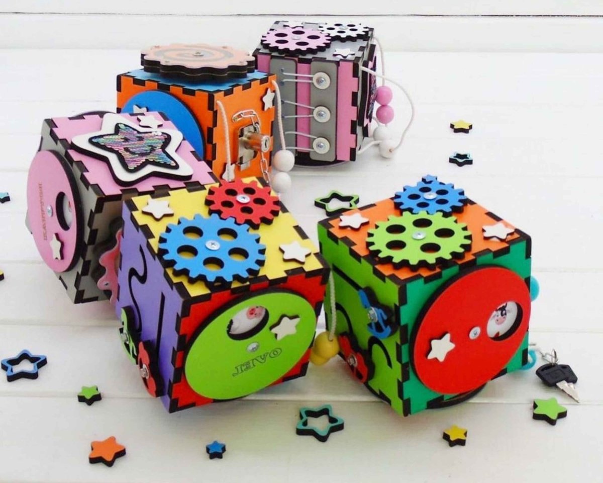 Toddler Busy cube Baby Montessori board gift Ages 1 3 Kids personalized sensory fidget toy Gray Pink Blue Mint Green Rainbow
