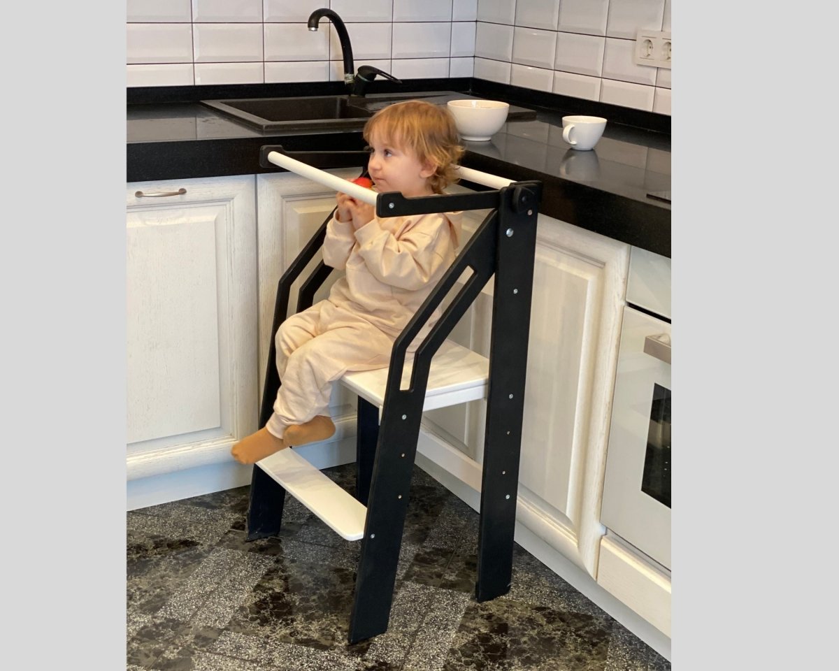 Toddler tower chair for cooking, washing, and brushing