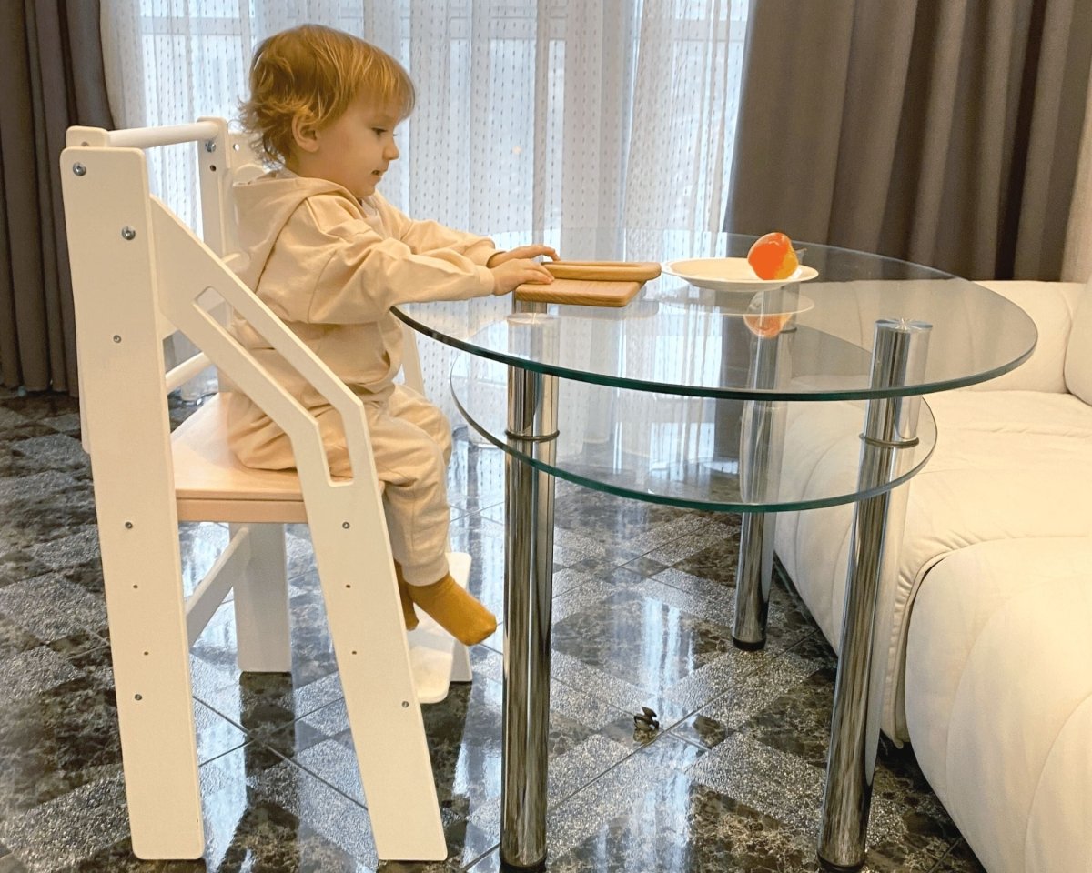 Adjustable toddler step stool for kitchen activities