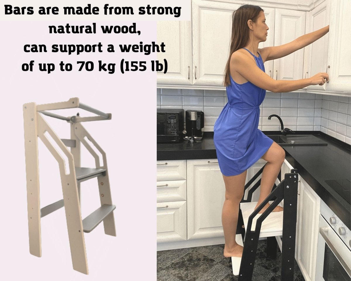 Wooden step stool for toddler sink access