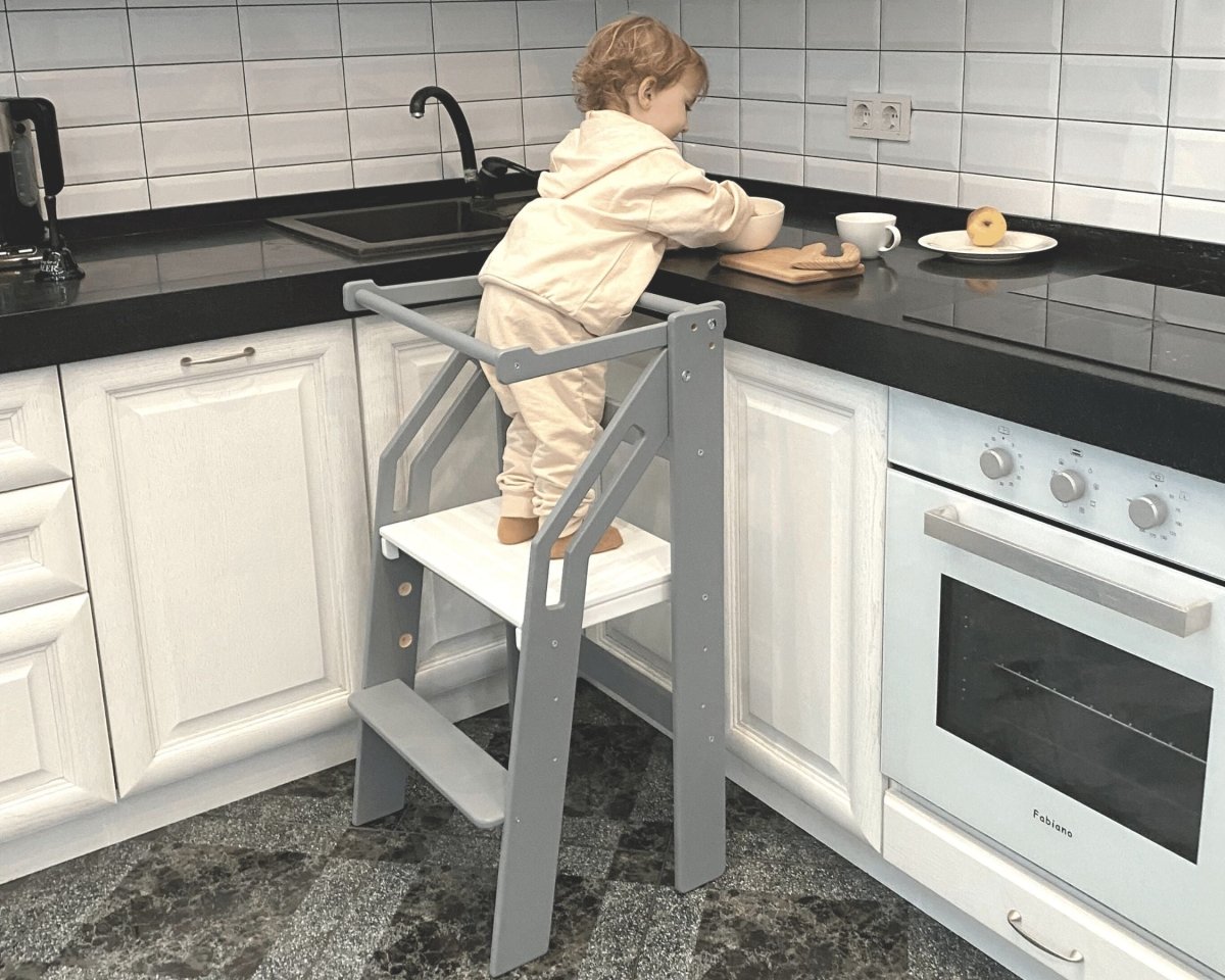Foldable wooden kitchen helper tower for kids