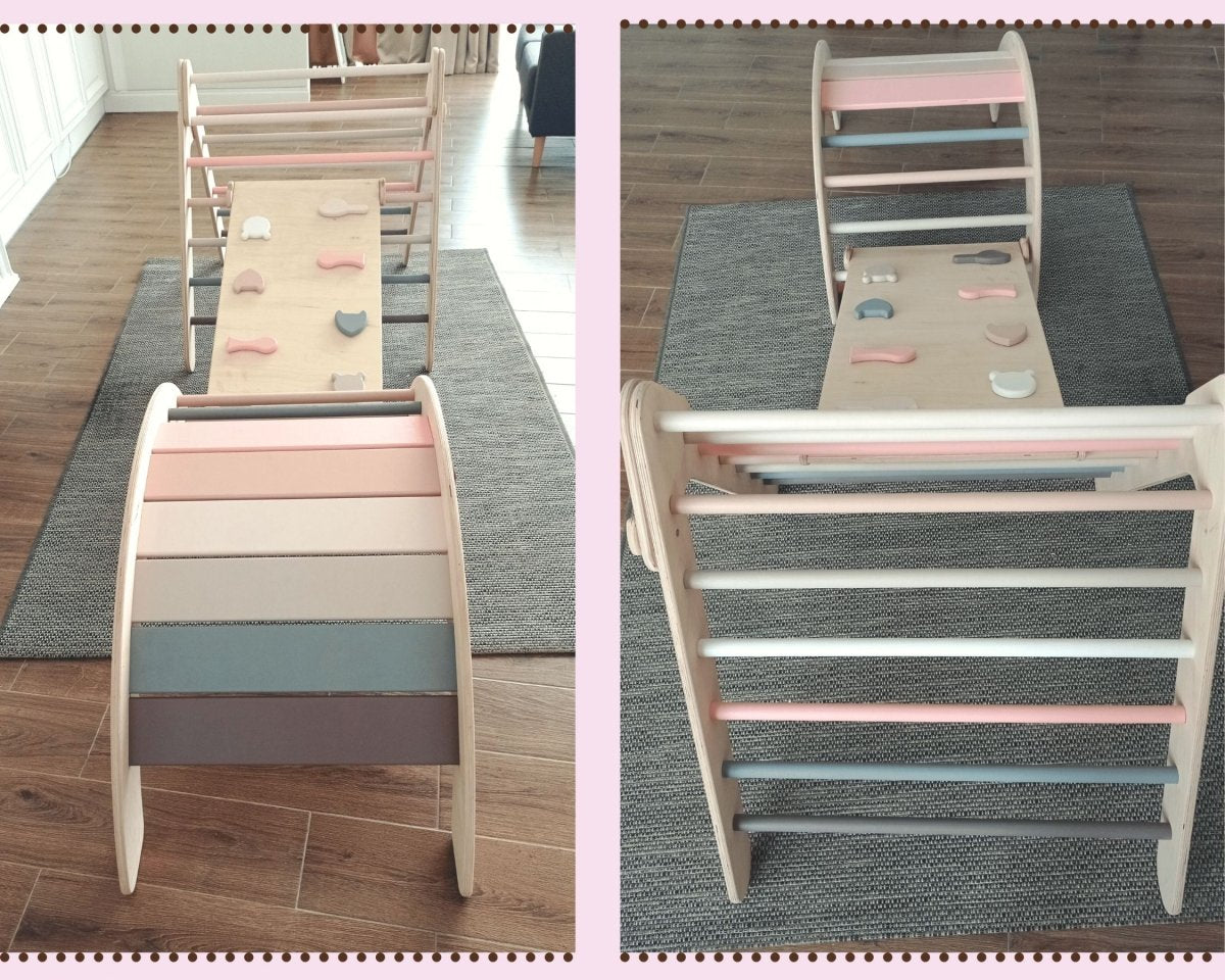 Toddler climbing toy with ramp in Scandinavian nursery