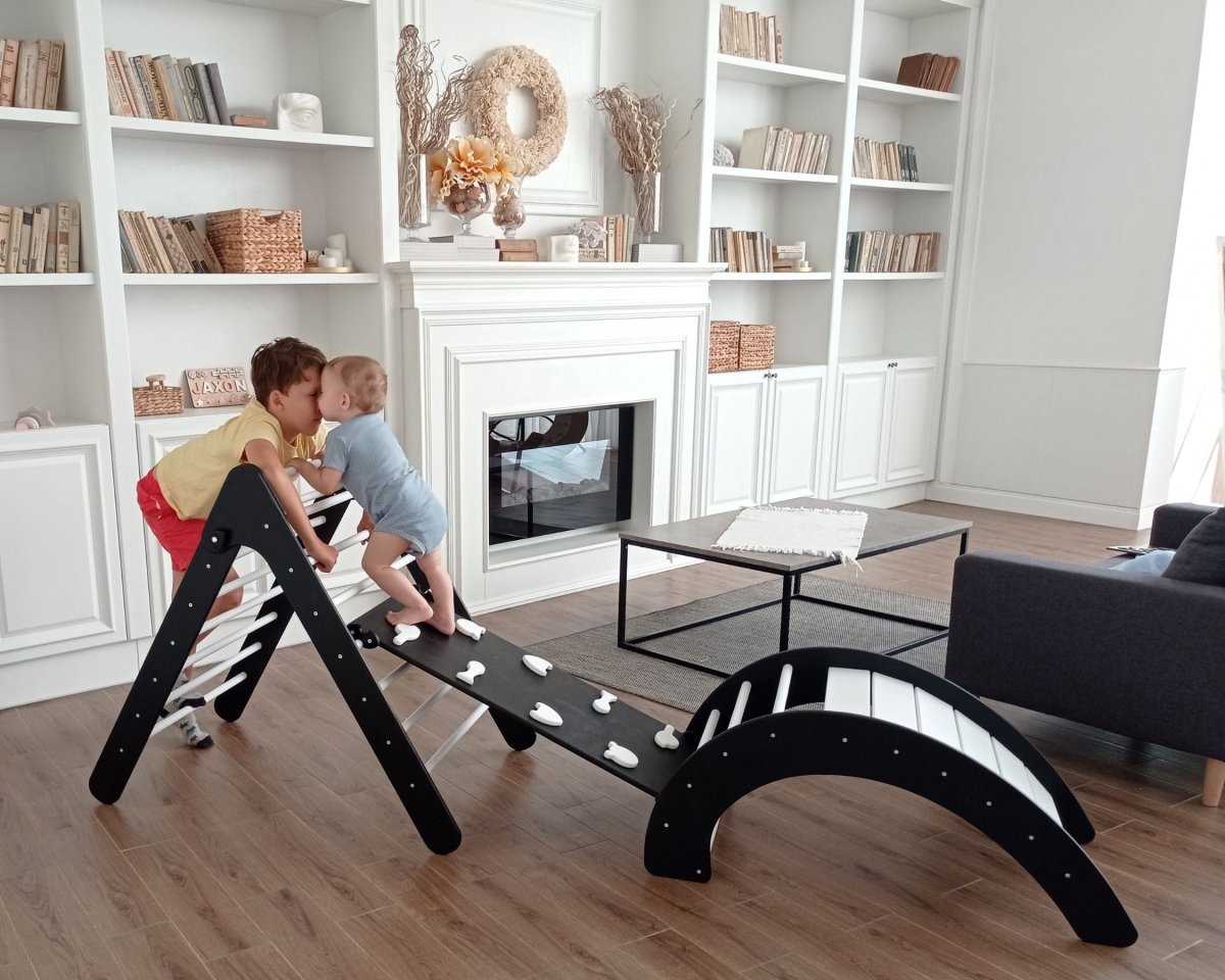 Montessori play gym with safe rounded edges