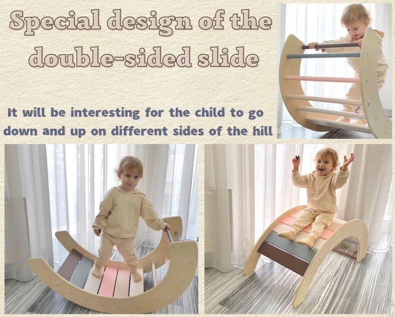 Wooden toddler play set for motor skills development