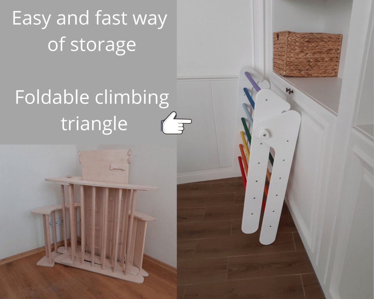 Adjustable climbing triangle for Montessori home use