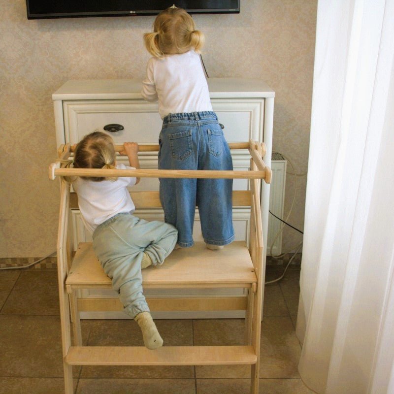 Twins Toddler Chair Double Learning Montessori Tower Foldable Kitchen Baby Furniture Wooden Kids Step Stool Observation Tower